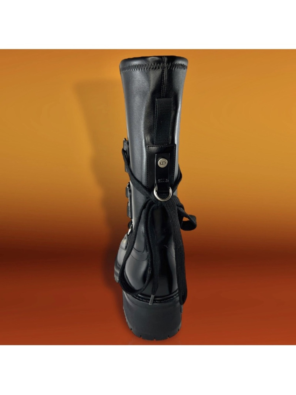 Christian Dior Black D-Fight Womens leather calf-high boots Size 37 from Italy - Picture 13 of 16